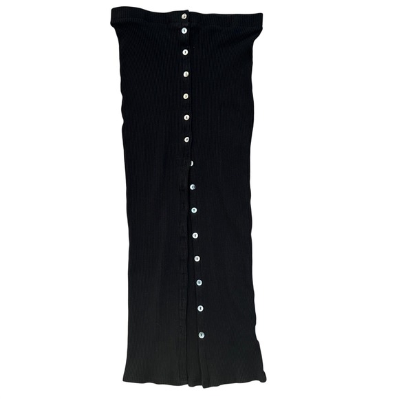 Free People Beach Dresses & Skirts - Free People Beach Ribbed Knit Midi Skirt Women Small Button Front Stretch